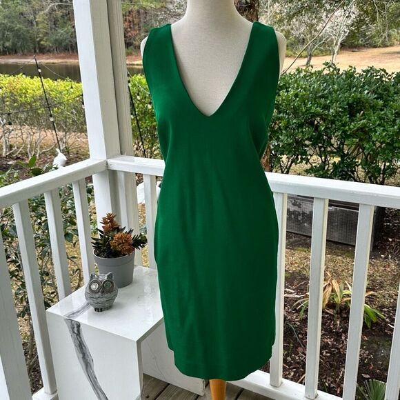 Reiss Green V-Neck Sleeveless Sheath Dress - Picture 1 of 5